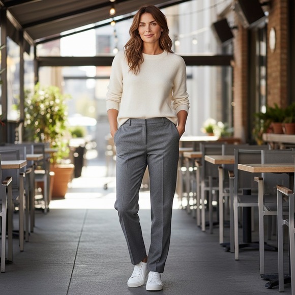 Talbots Pants - Talbots Dress Pants Womens 14 Gray Stretch Wool Italian Fabric Straight‎ Career